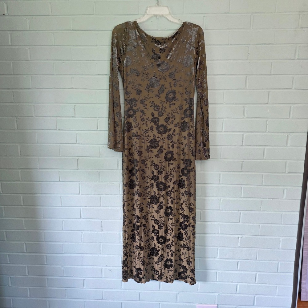 See You Monday Floral Burnout Velvet Open back Maxi Dress XL fairygrunge bodycon